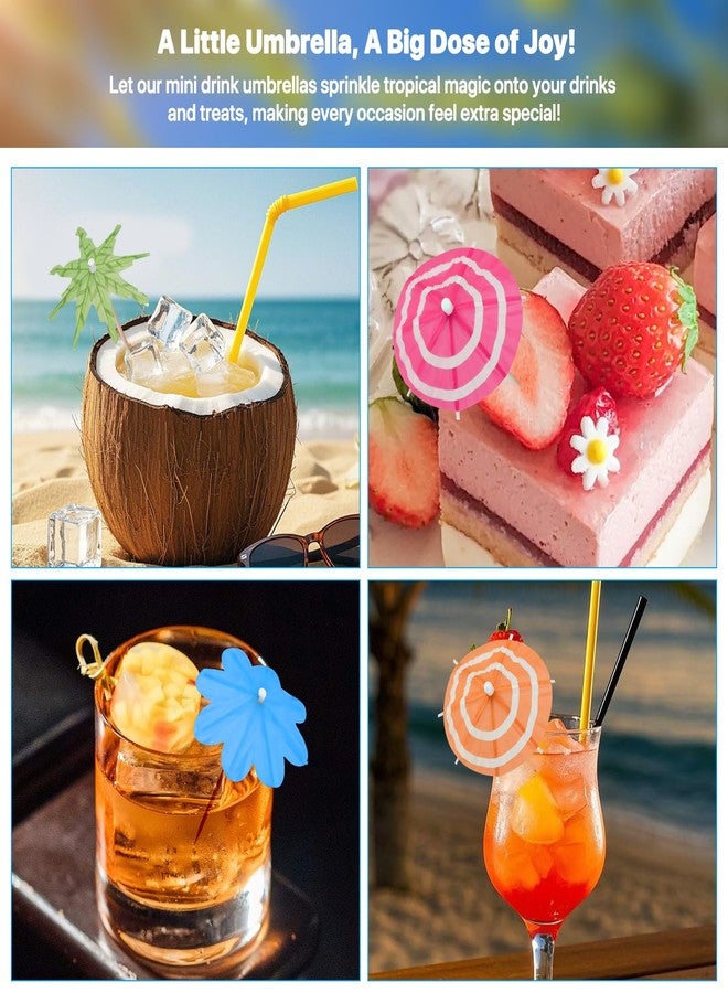WELLFAR 【150 PCS - 3 Styles】Cocktail Umbrellas Picks, Mini Drink Umbrella Toothpicks for Tropical Tiki Hawaiian Luau Party, Tiny Paper Parasol for Drink Garnish, Decoration, Beverage Sticks, Cupcake Topper. - Image 2